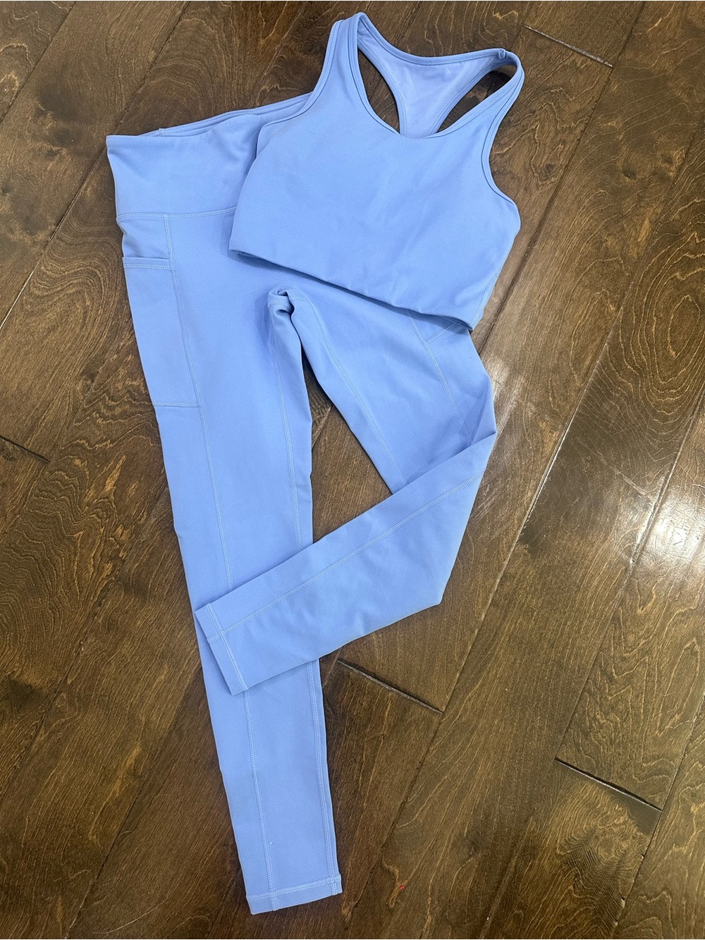 Mono B Periwinkle High-Waist Leggings and Racerback Sports Bra Set